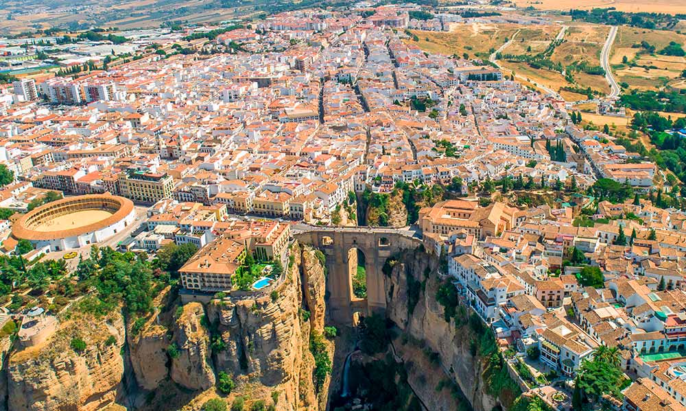 Vista del tajo de Ronda y de todo el pueblo de Ronda, Málaga